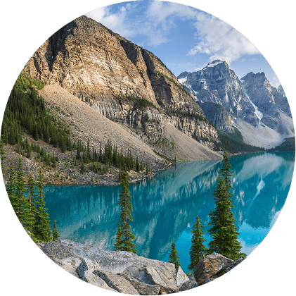 Clear lake in front of mountain